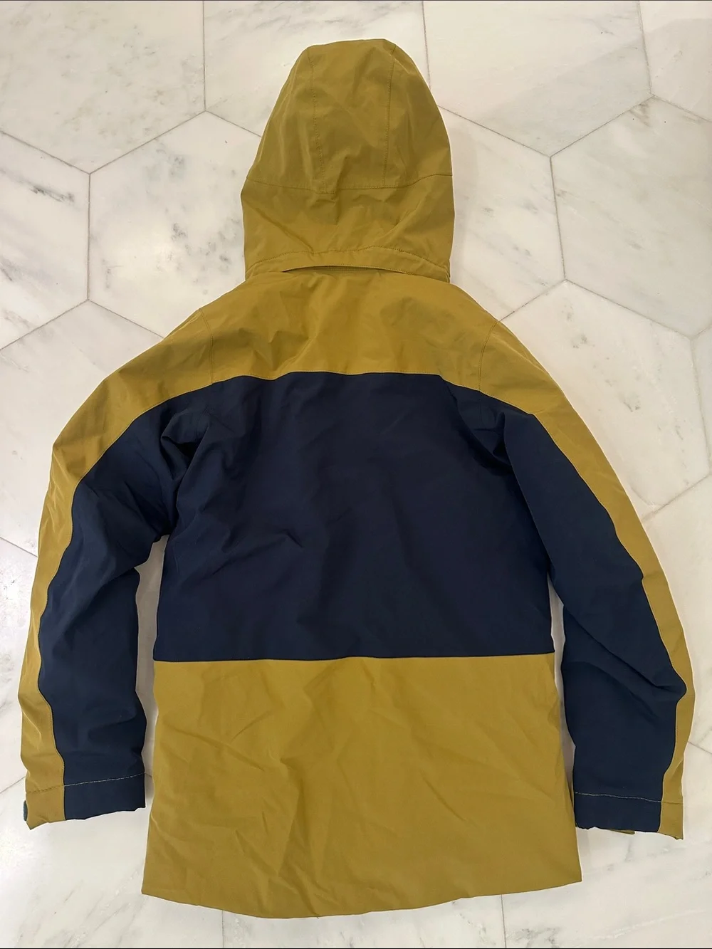 Scott Hooded Kids Ski Jacket in Mustard with Navy Accents